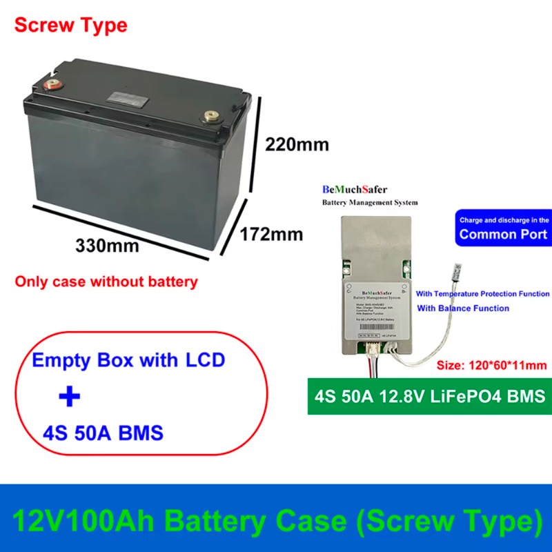 Lifepo4 Battery Box Diy 12V 100Ah - 12V 100Ah 배터리 케이스, 나사형, 12.8V