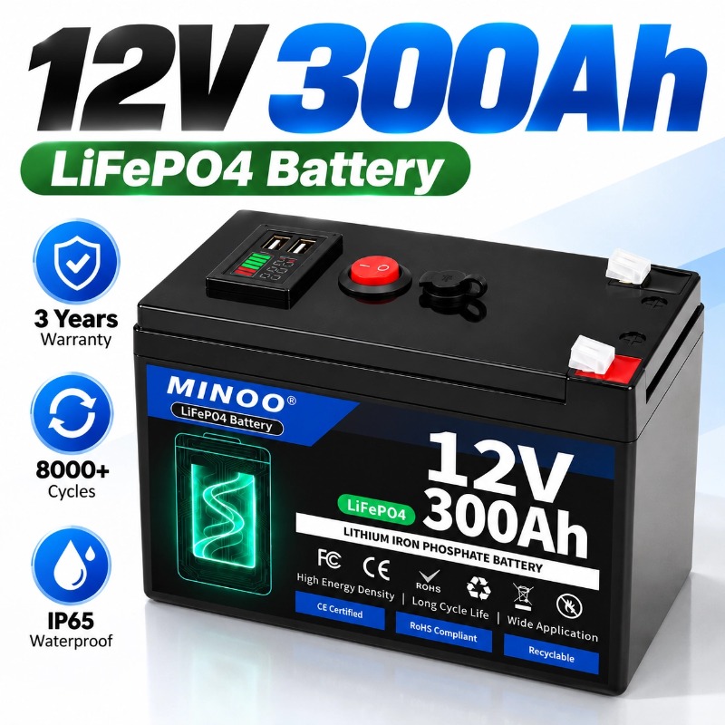 Lifepo4 12V 300Ah Deep Cycle - 12V 300Ah 리튬인산철 배터리, 8000회 이상