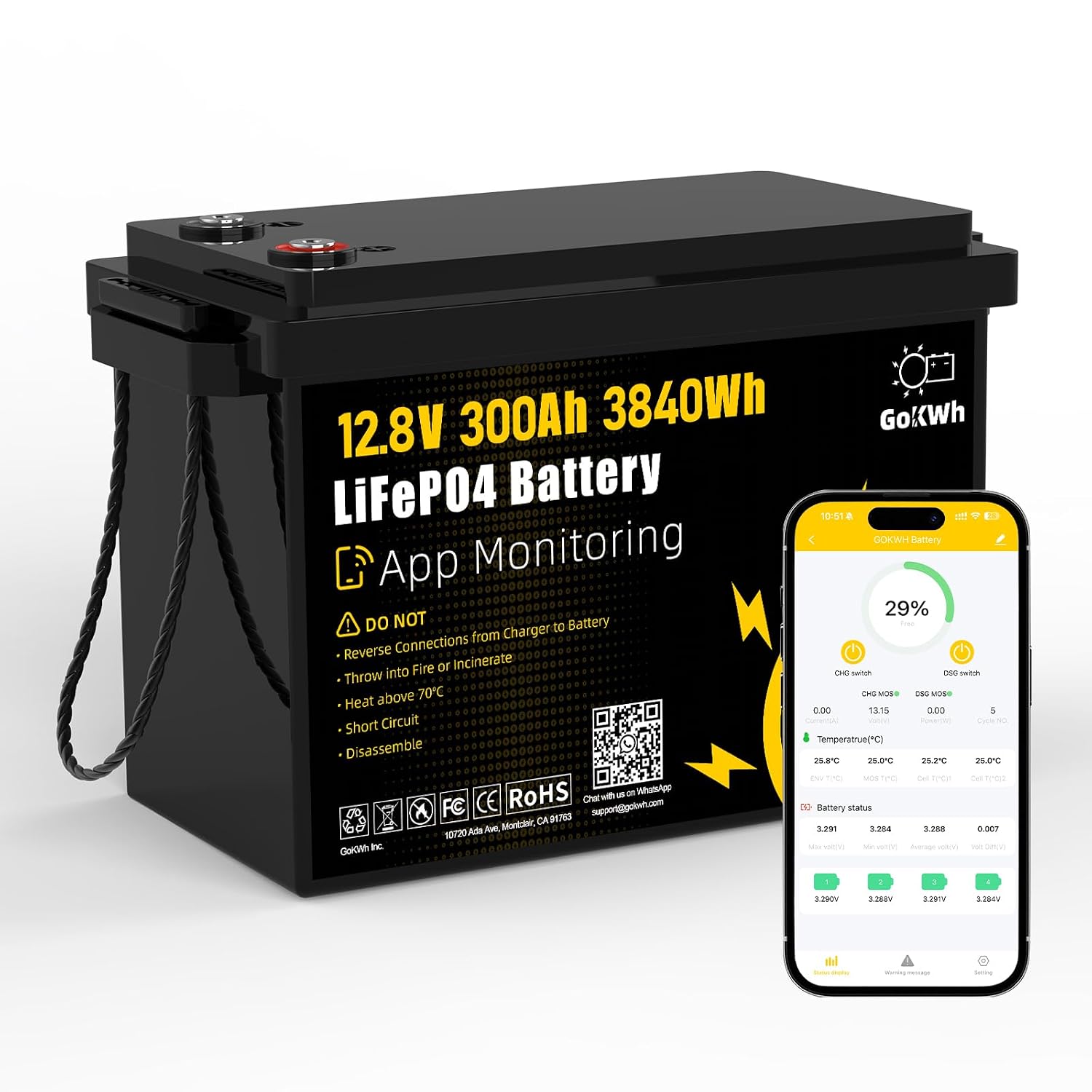 Lifepo4 12V 300Ah Deep Cycle - 12V 300Ah LiFePO4 배터리(블루투스 스마트 모니터링