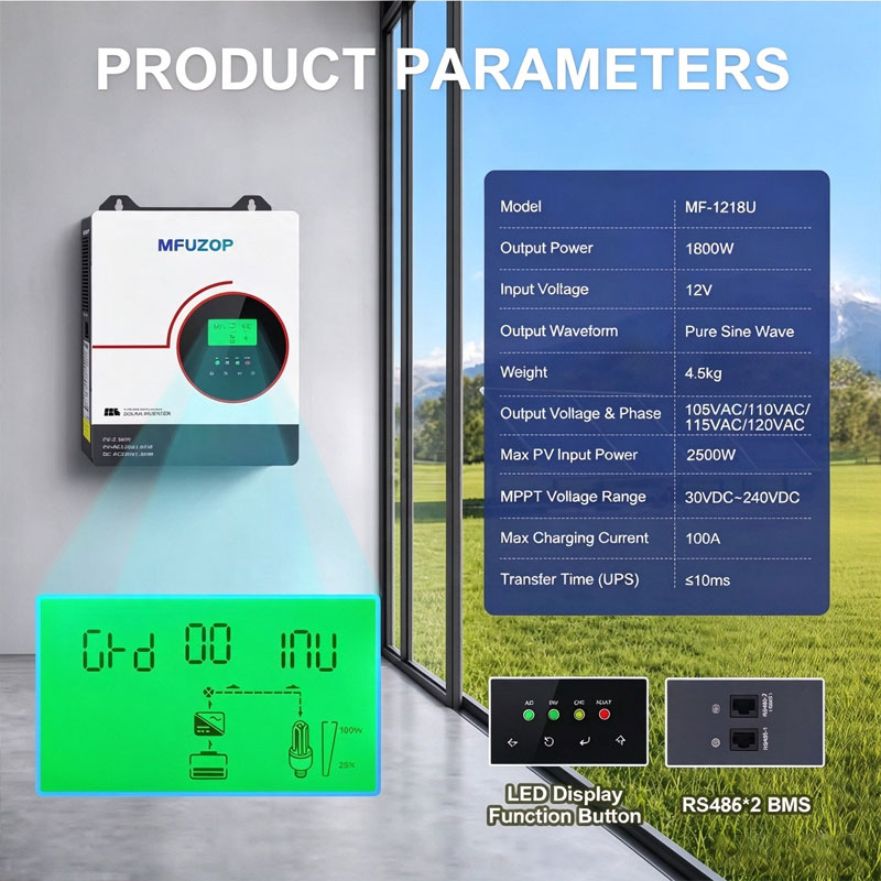 MFUZOP 1800W 12V 하이브리드 태양광 인버터 - Lifepo4 Battery 12V 100Ah 리뷰 및 가격